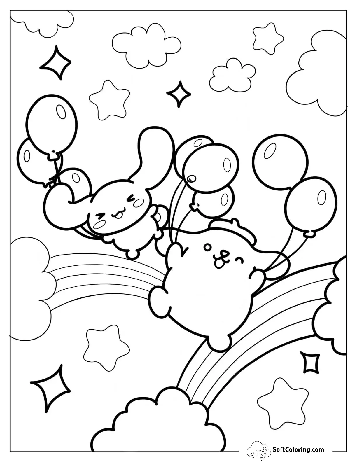 Pompompurin With Cinnamon Flying With Balloons