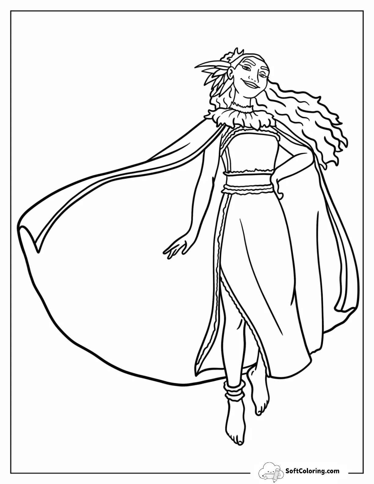 Moana Coloring Page Of Pretty Matangi For Kids