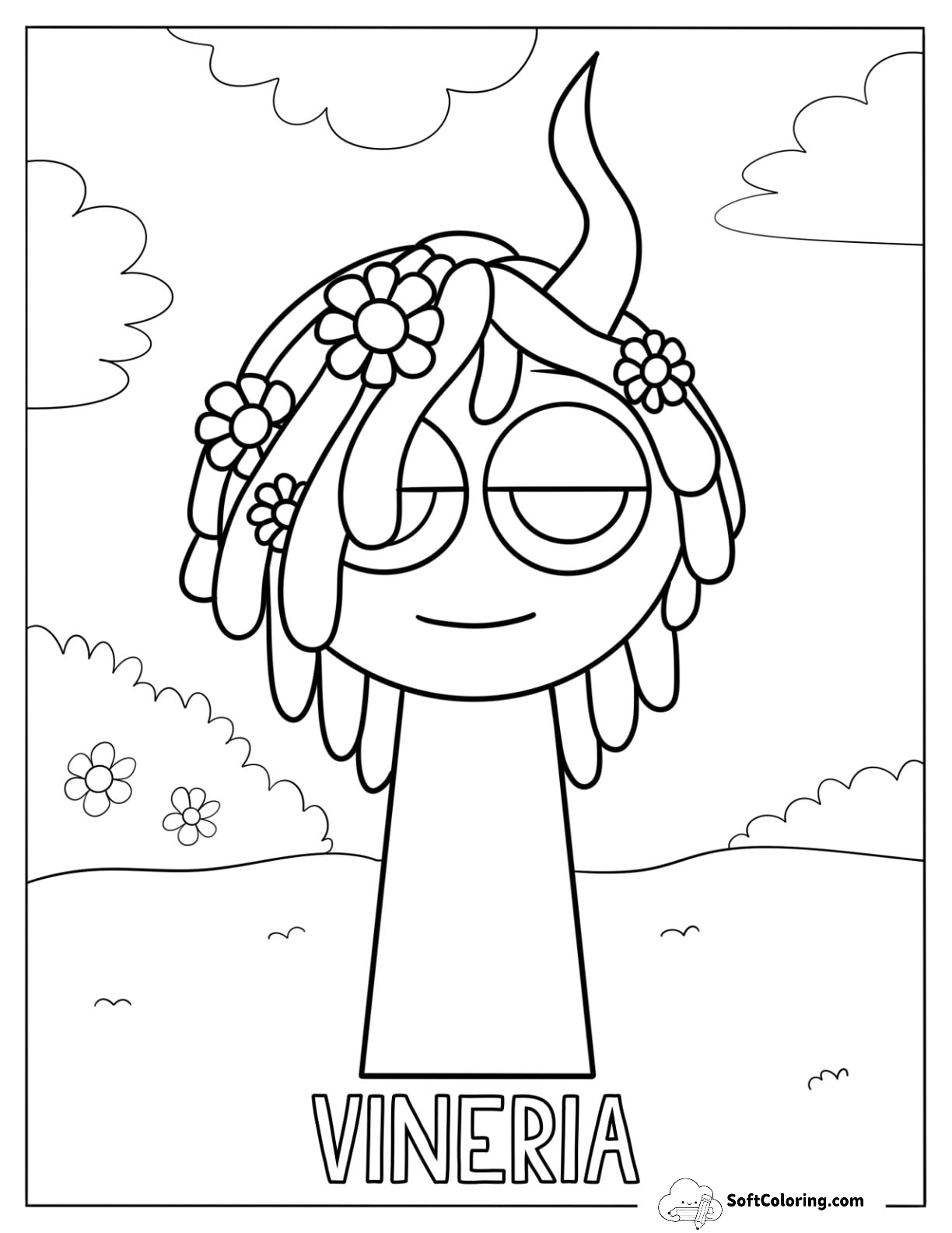Pretty Sprunki Coloring Page Of Vineria