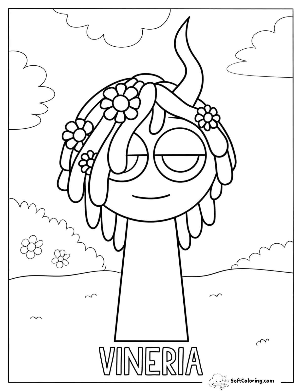 Pretty Sprunki Coloring Page Of Vineria