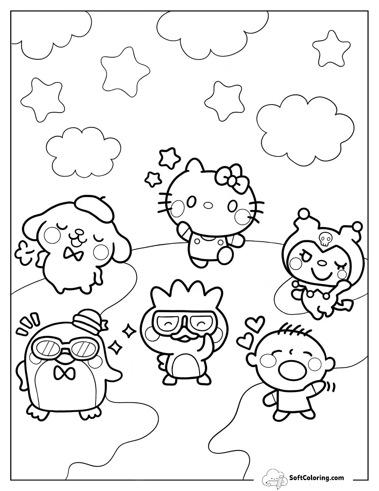 Purin, Hello Kitty, Kuromi, Badte Maru, Tuxedo Sam, And Minna No Tabo