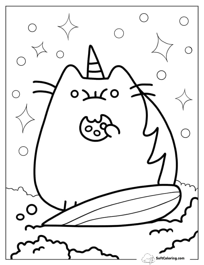 Pusheen Unicorn Cat To Color