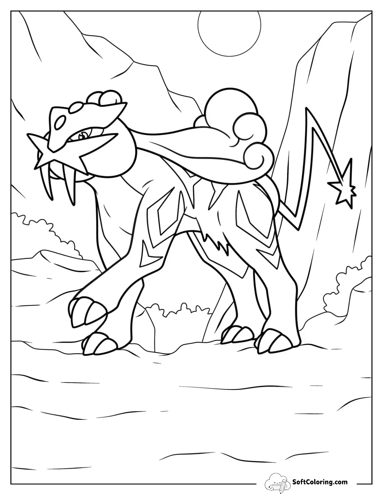 Raikou In The Mountains Legendary Pokemon Coloring Page