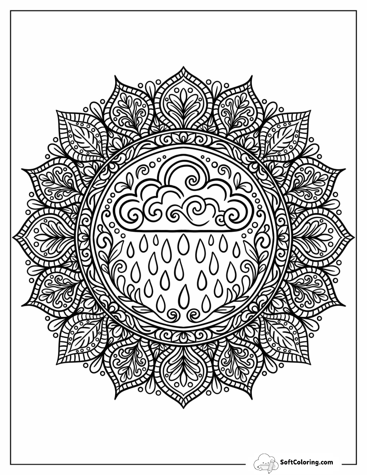 Inside Ornate Mandala With Paisley Petals And Detailed Lines