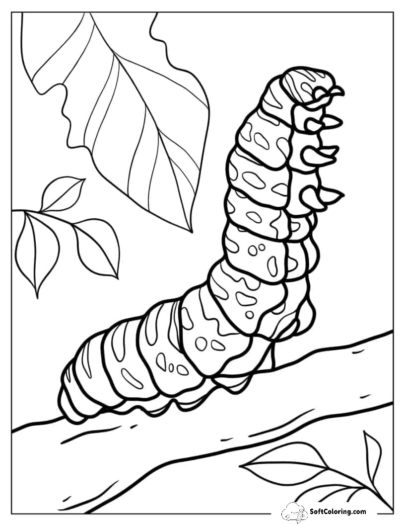 Realistic Looking Caterpillar To Color