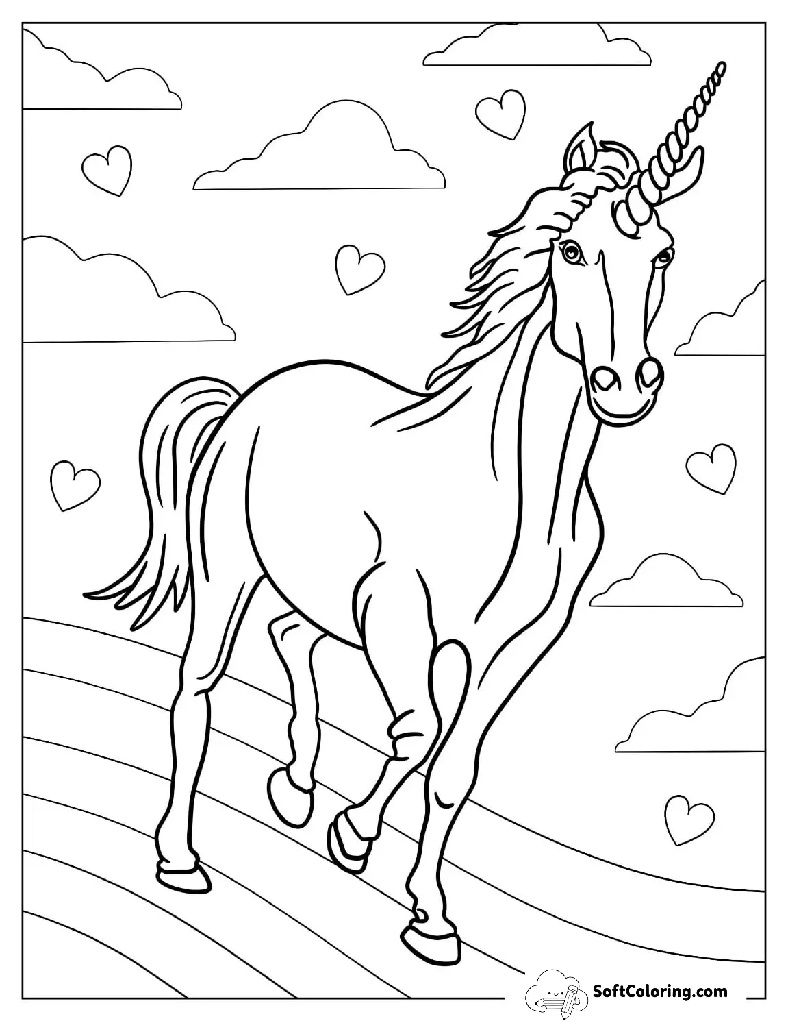 Realistic Looking Unicorn Galloping On A Rainbow
