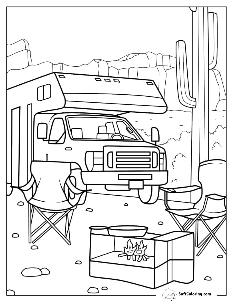 Realistic Rv Campers In Desert