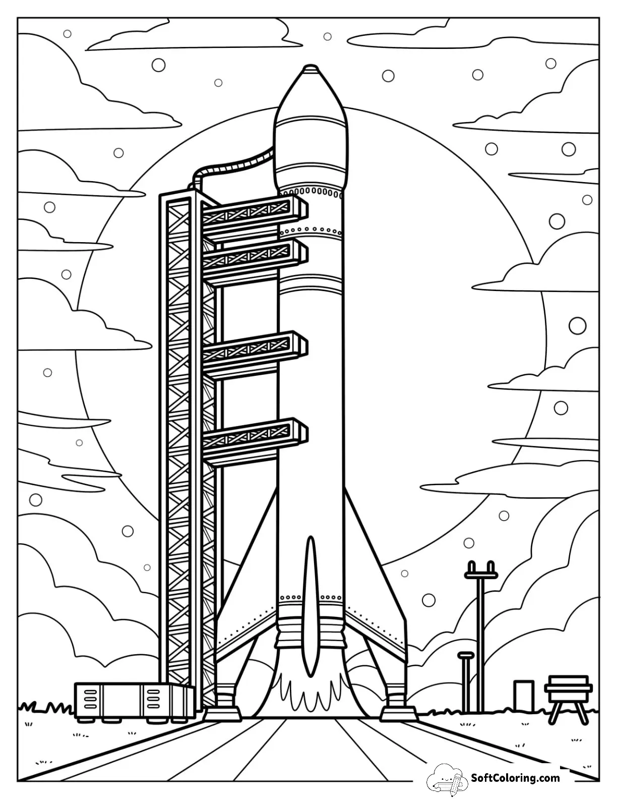 Realistic Rocket About To Launch With Sun In The Background