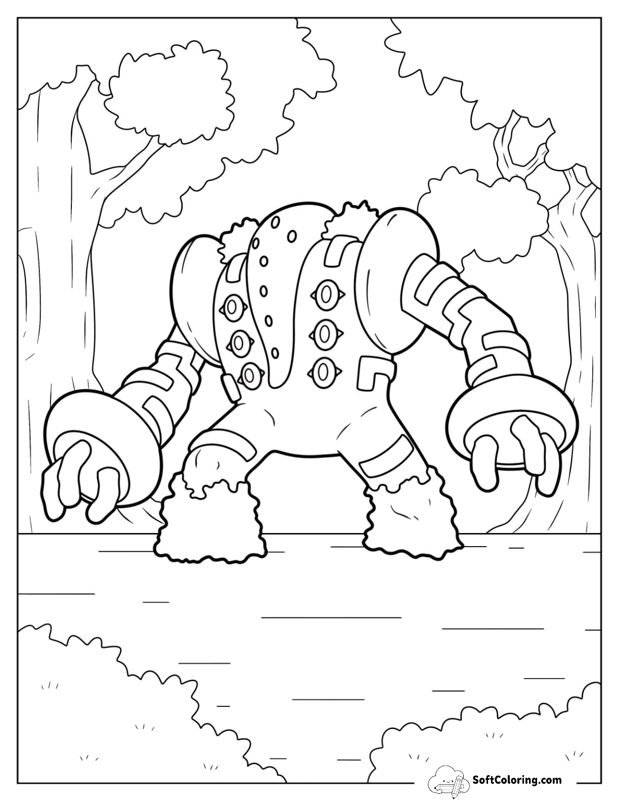 Legendary Pokemon Coloring Page Of Regigigas In The Forest