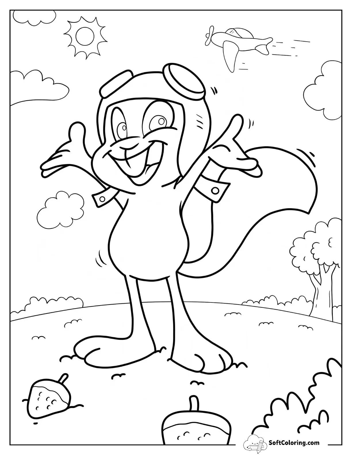 Rocket J Squirrel Wearing Aviator Helmet For Preschoolers