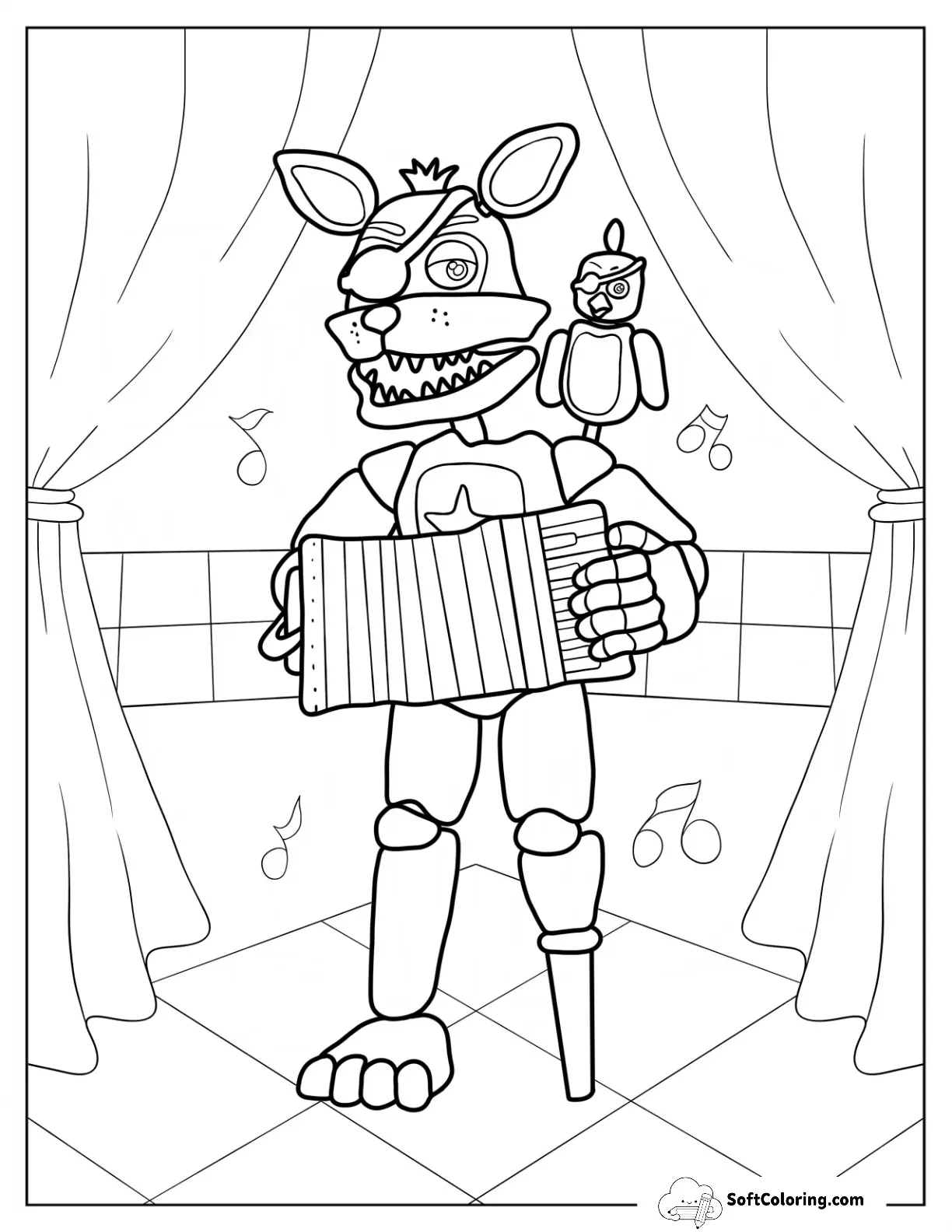 Rockstar Foxy Playing The Accordion On Stage