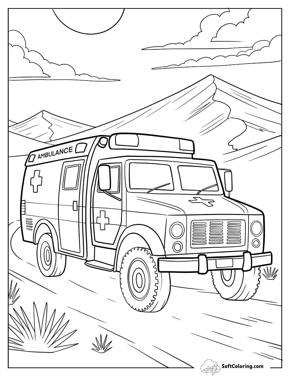 Rugged Off Road Ambulance Driving Through Mountain Terrain
