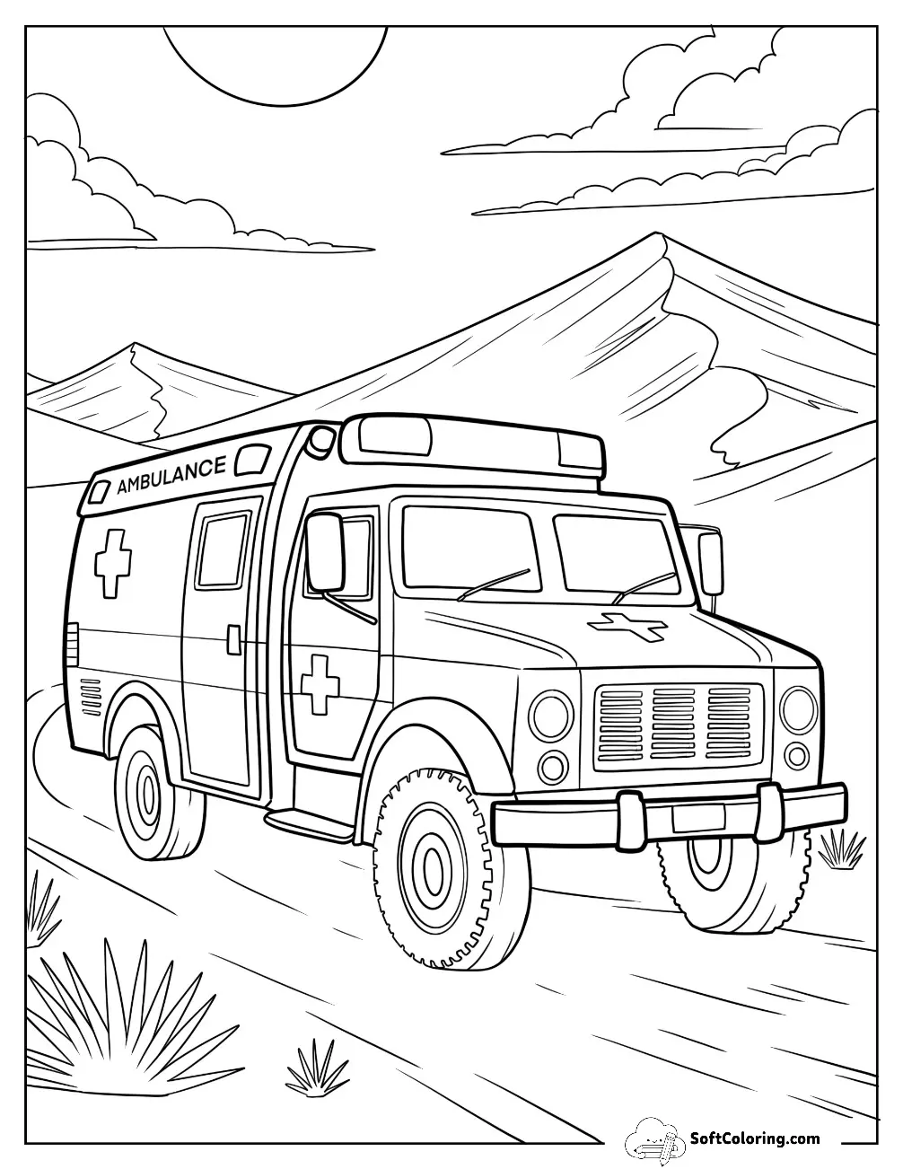 Rugged Off Road Ambulance Driving Through Mountain Terrain
