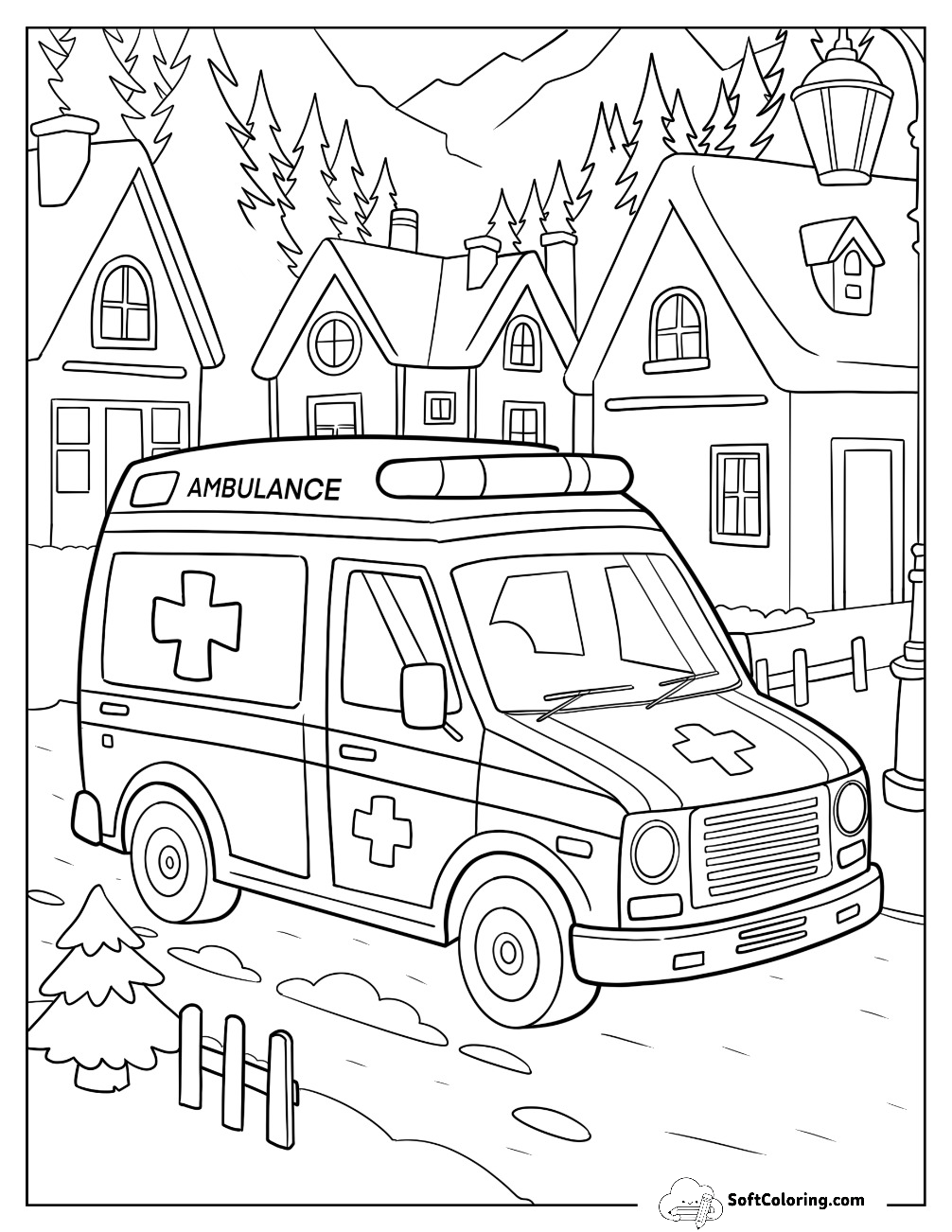 Rural Ambulance Making Rounds In A Scenic Mountain Village