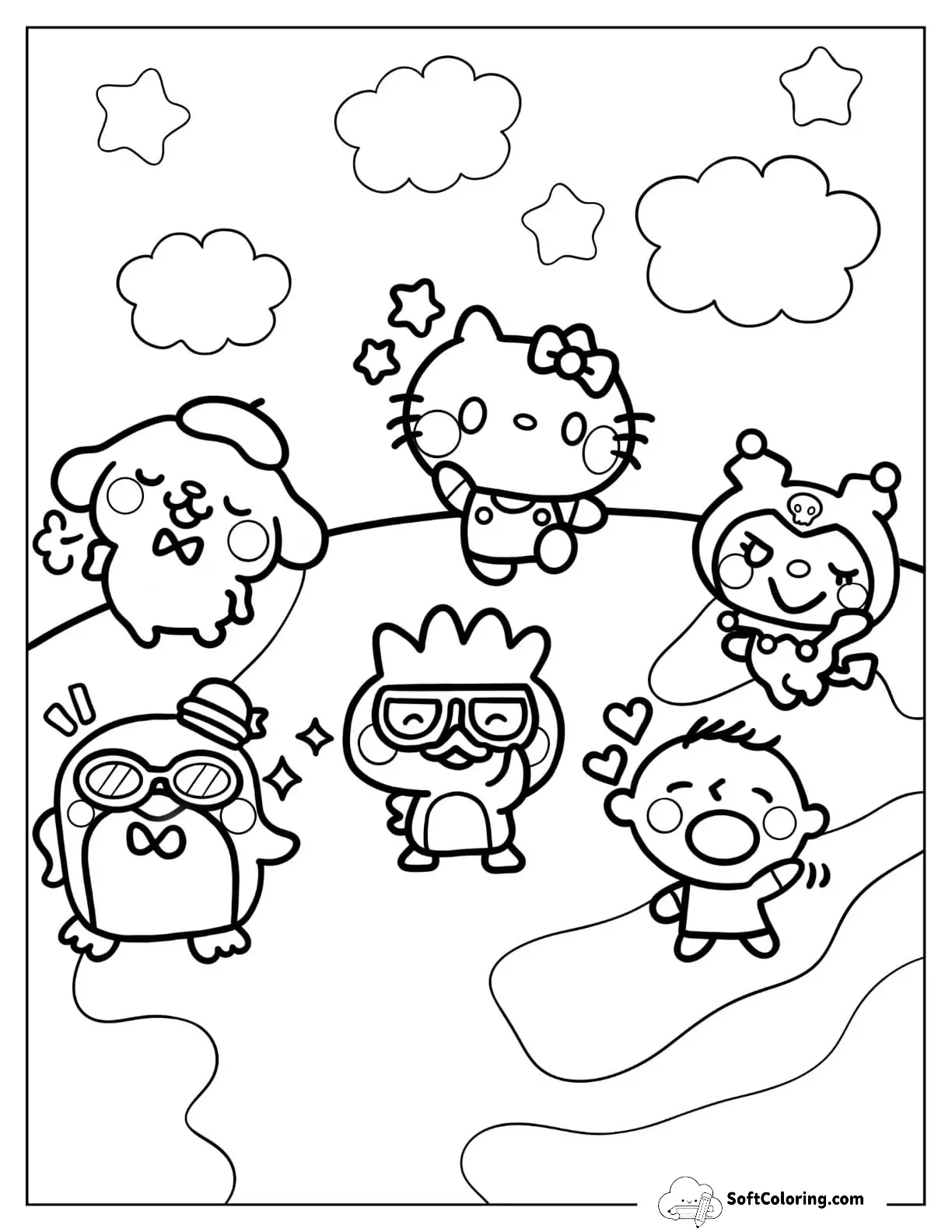 Sanrio Coloring Pages Of Friends Dancing