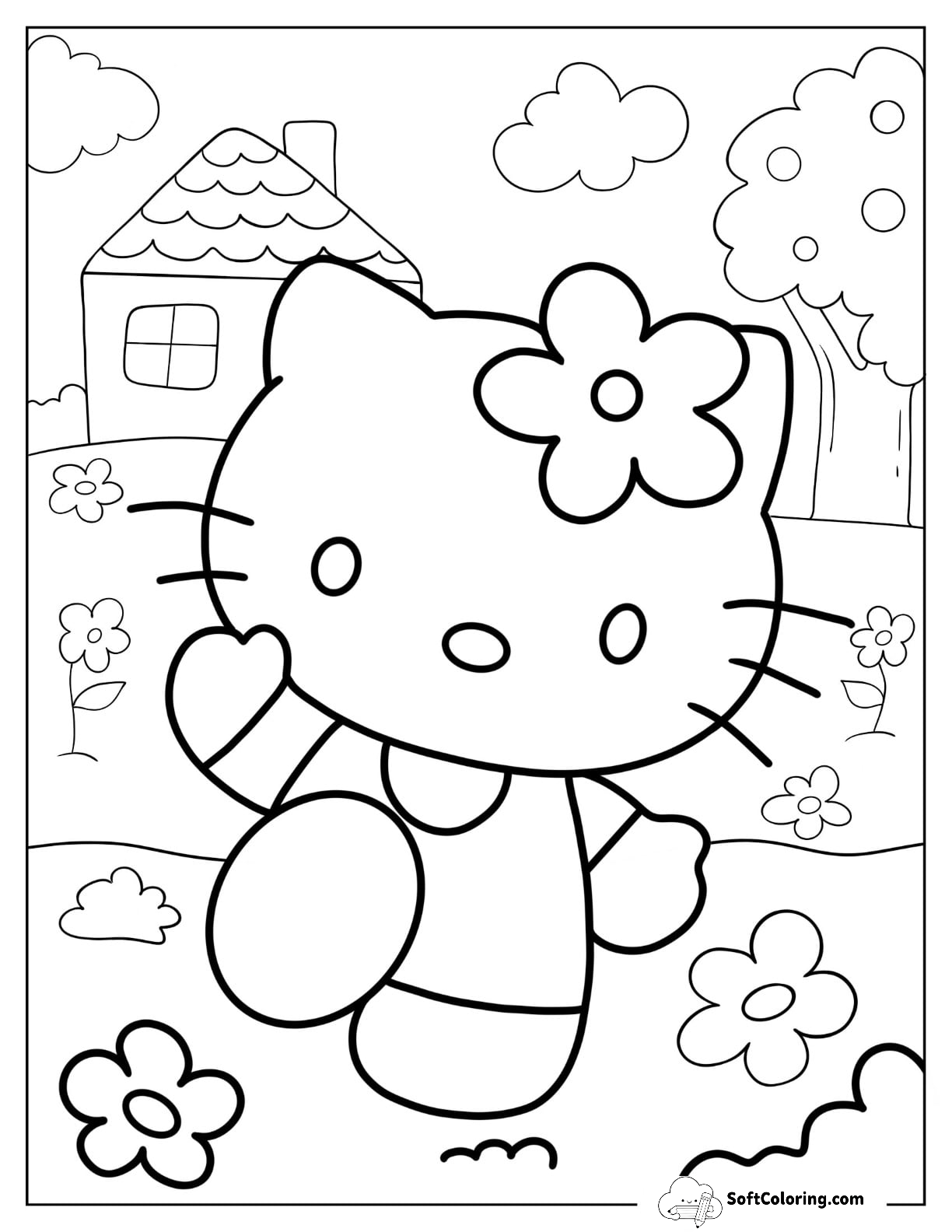 Sanrio Coloring Pages Of Hello Kitty Waving