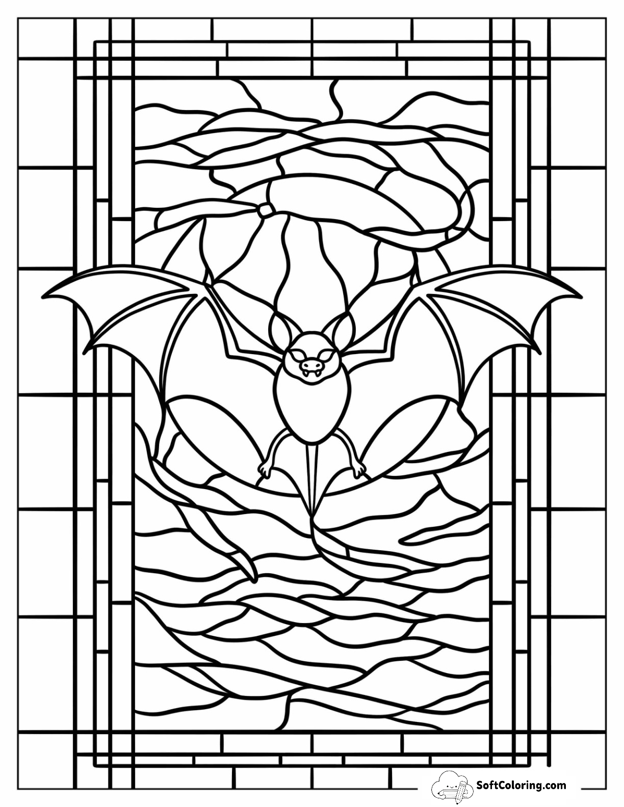 Scary Bat Flying In The Night Sky Stained Glass