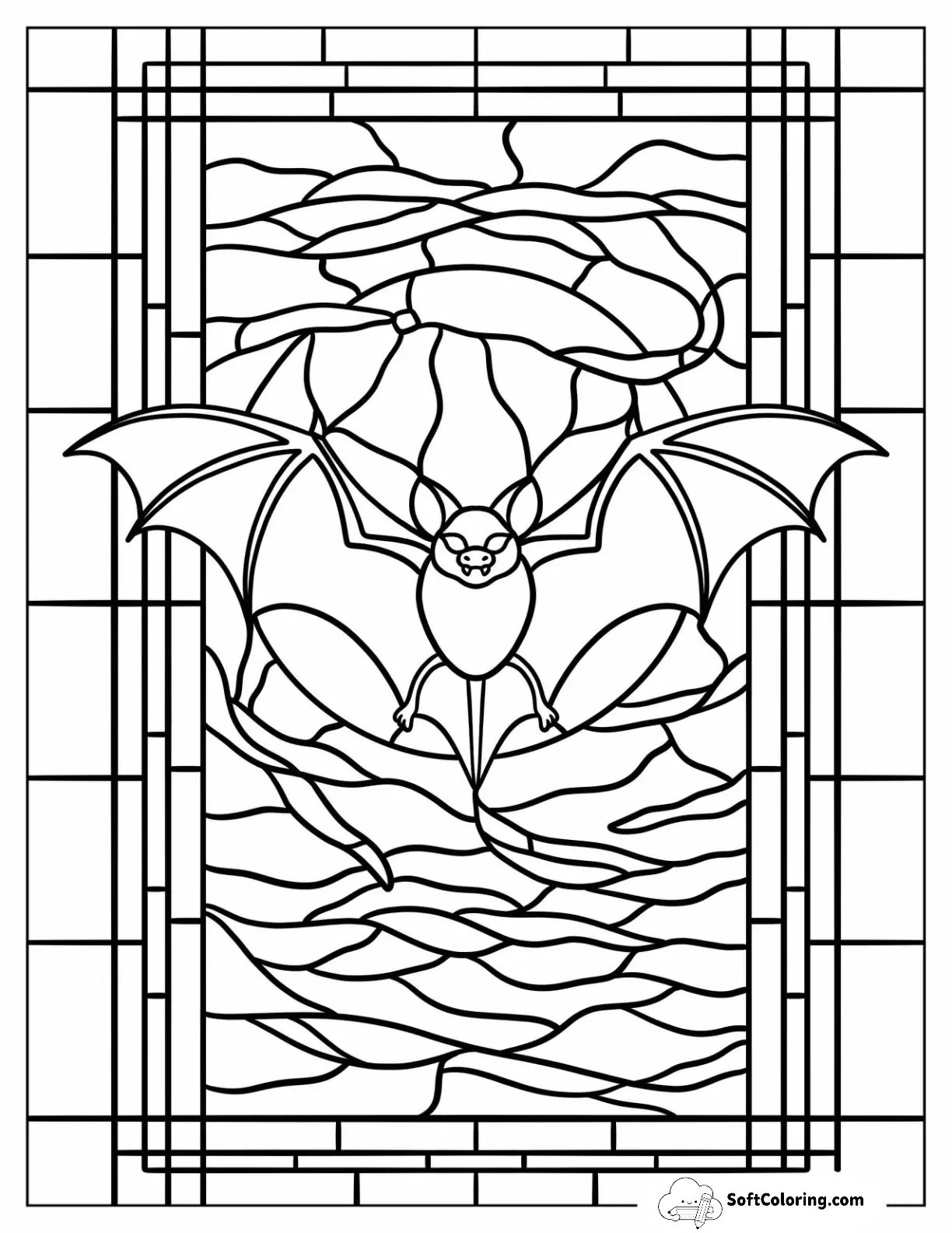 Scary Bat Flying In The Night Sky Stained Glass