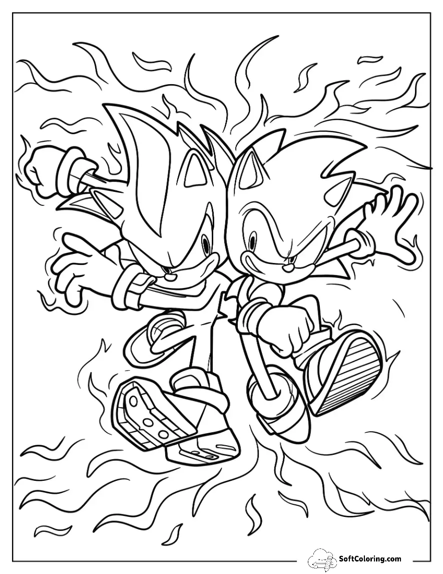 Shadow Coloring Page And Sonic Playing Side By Side