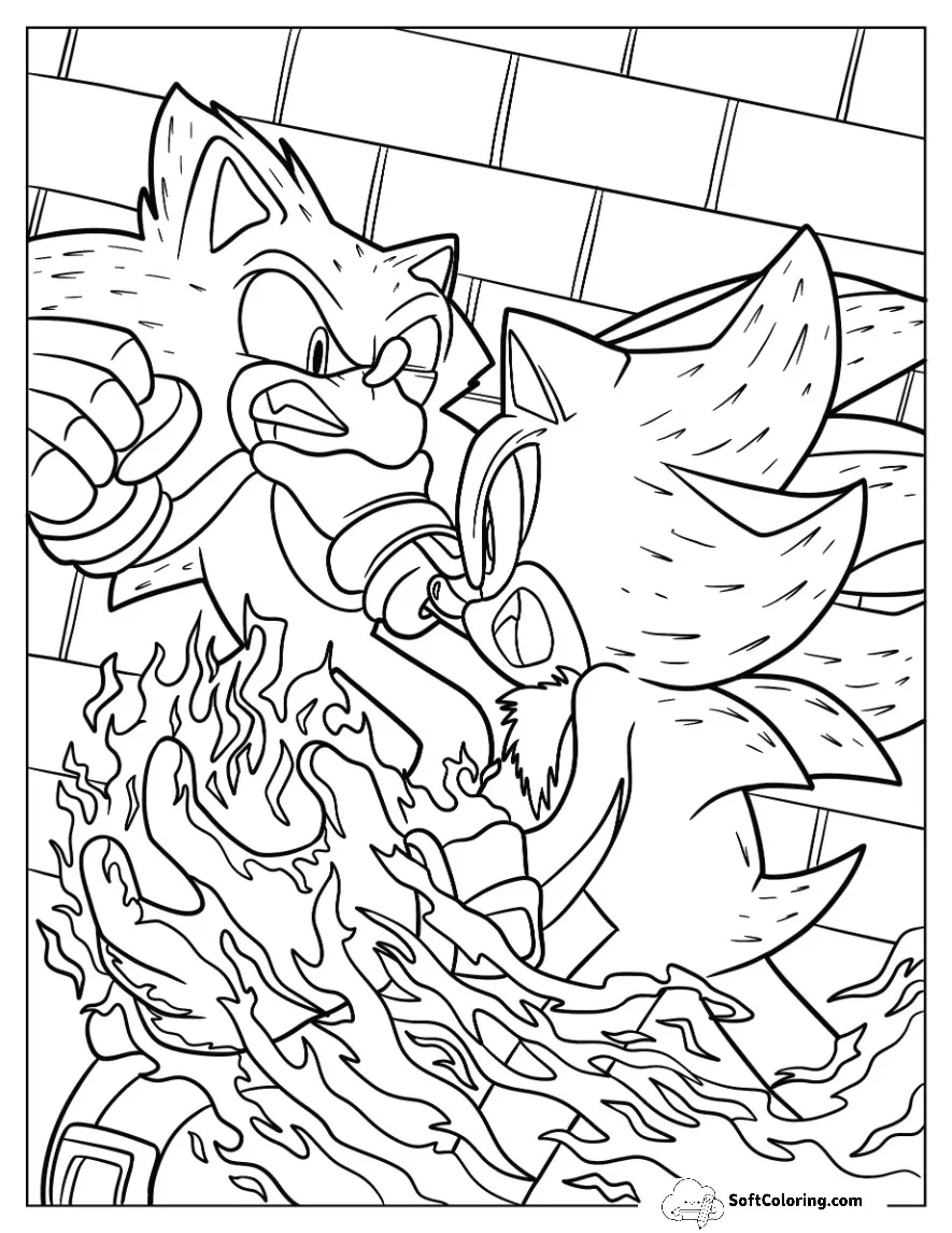 Shadow Coloring Page Attacking Sonic