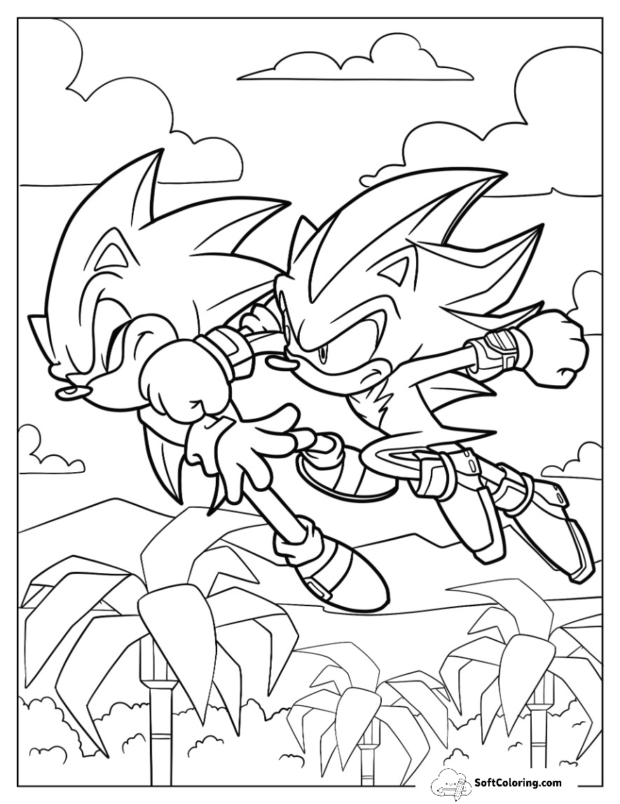 Shadow Coloring Page Punching Sonic