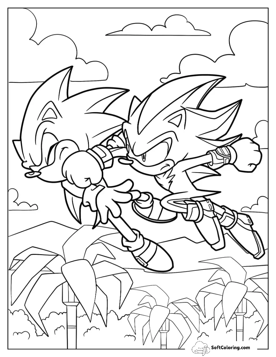 Shadow Coloring Page Punching Sonic