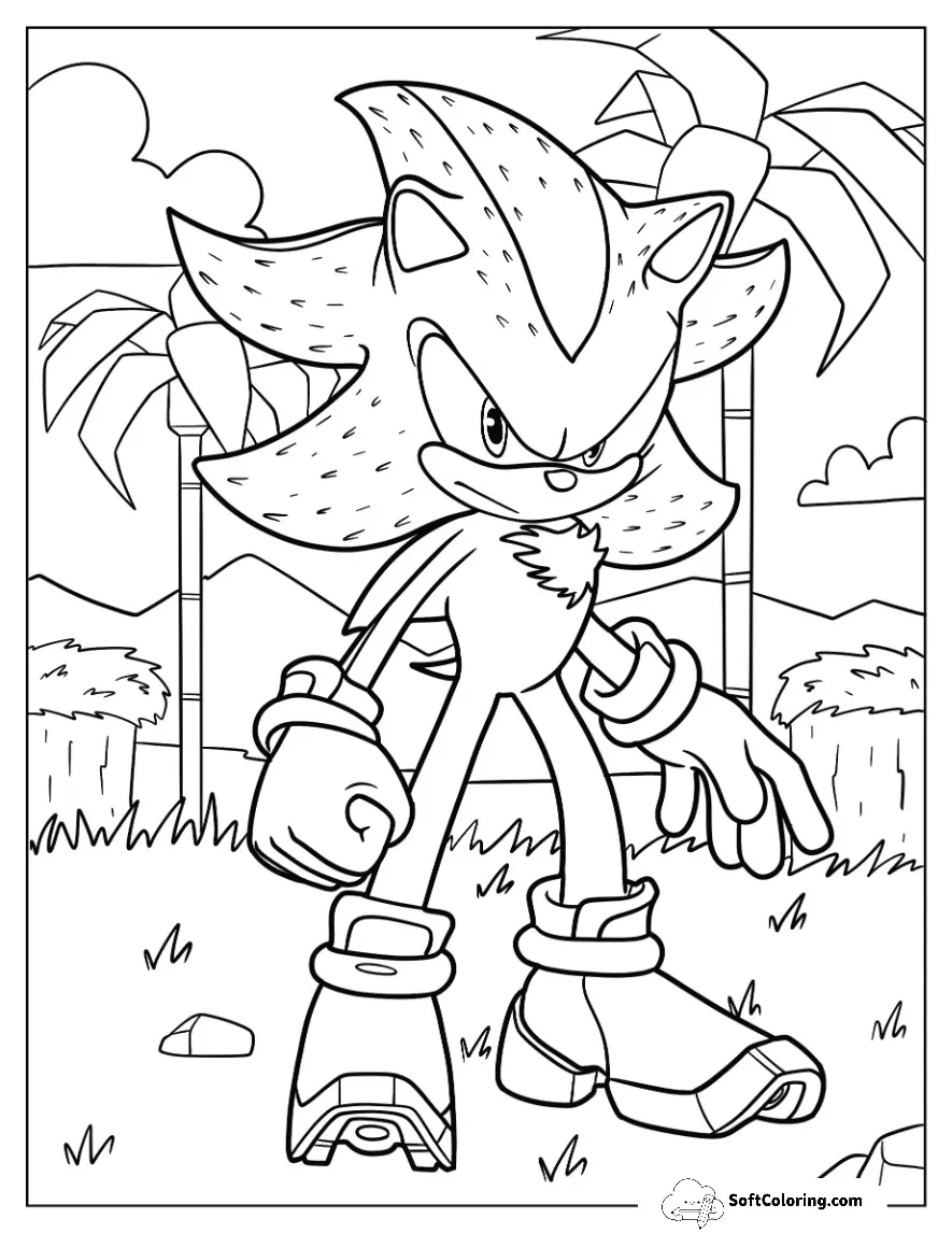 Shadow Coloring Page The Hedgehog In Angel Island