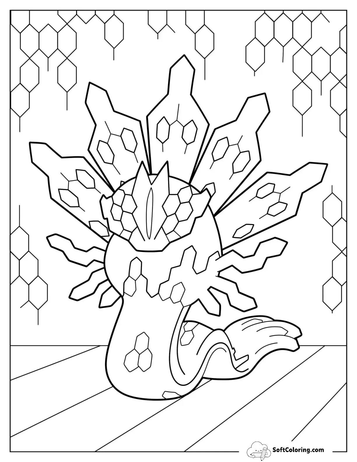 Shiny Zygarde Legendary Pokemon Coloring Page