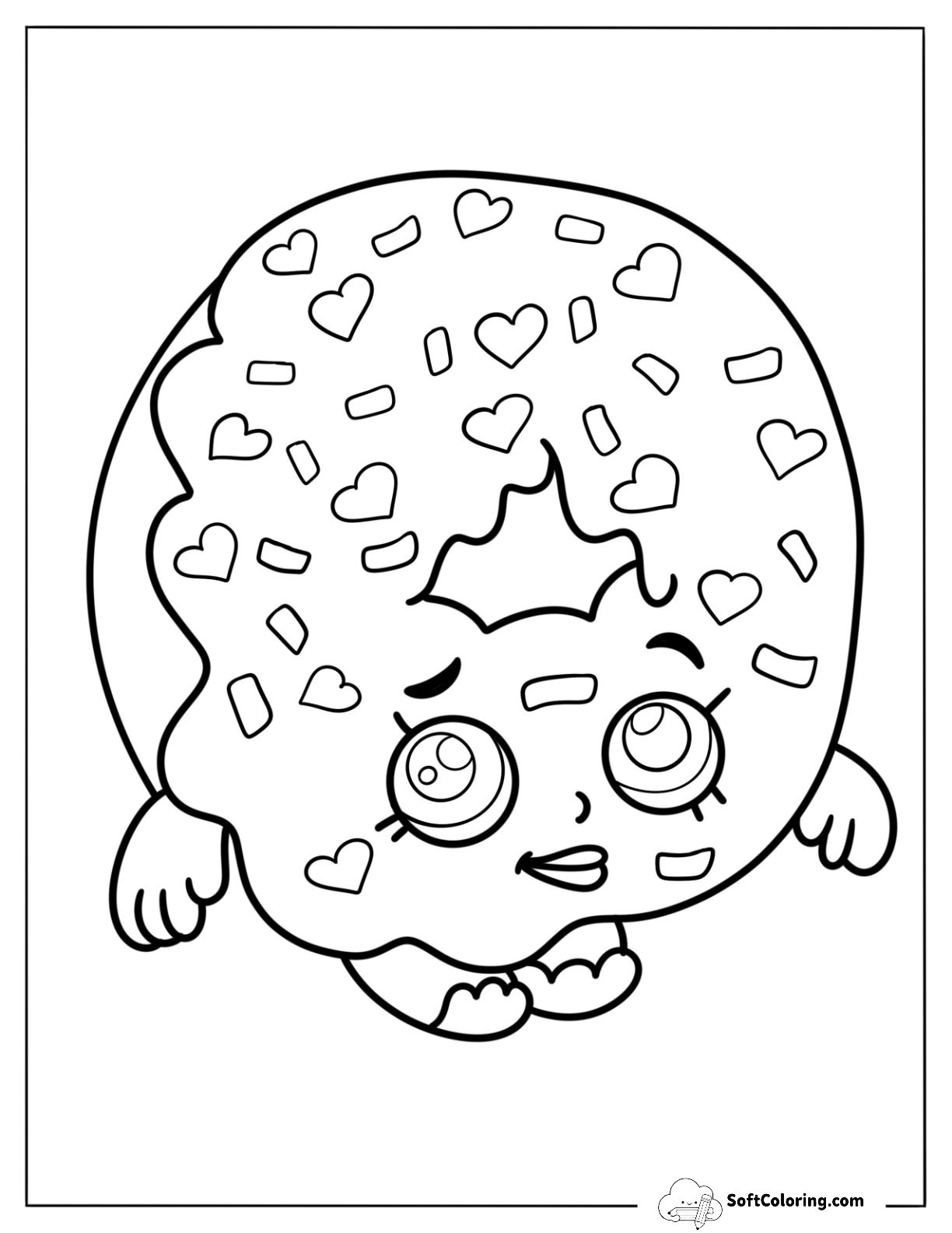 Shy Female Donut Coloring Page With Arms And Legs For Kids