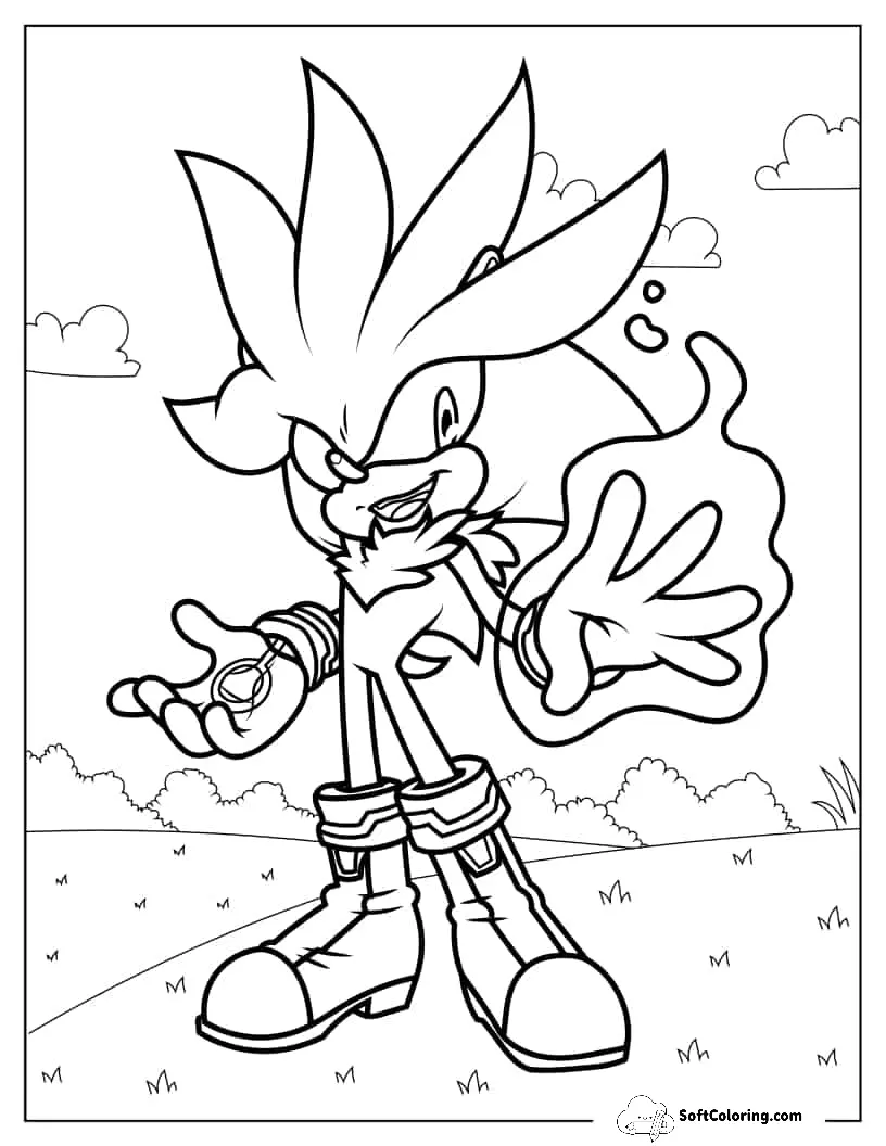 Silver The Hedgehog Coloring Sheet