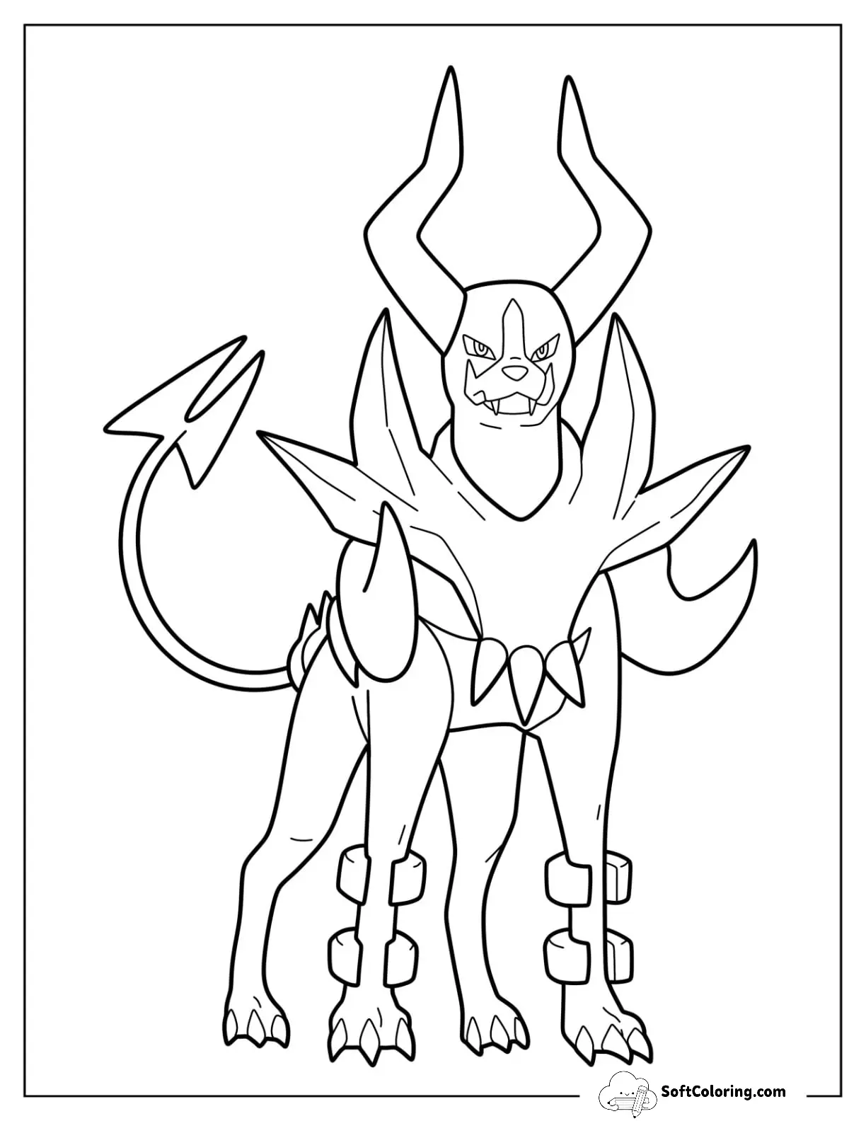 Mega Pokemon Coloring Page Of Simpe Mega Houndoom For Kids