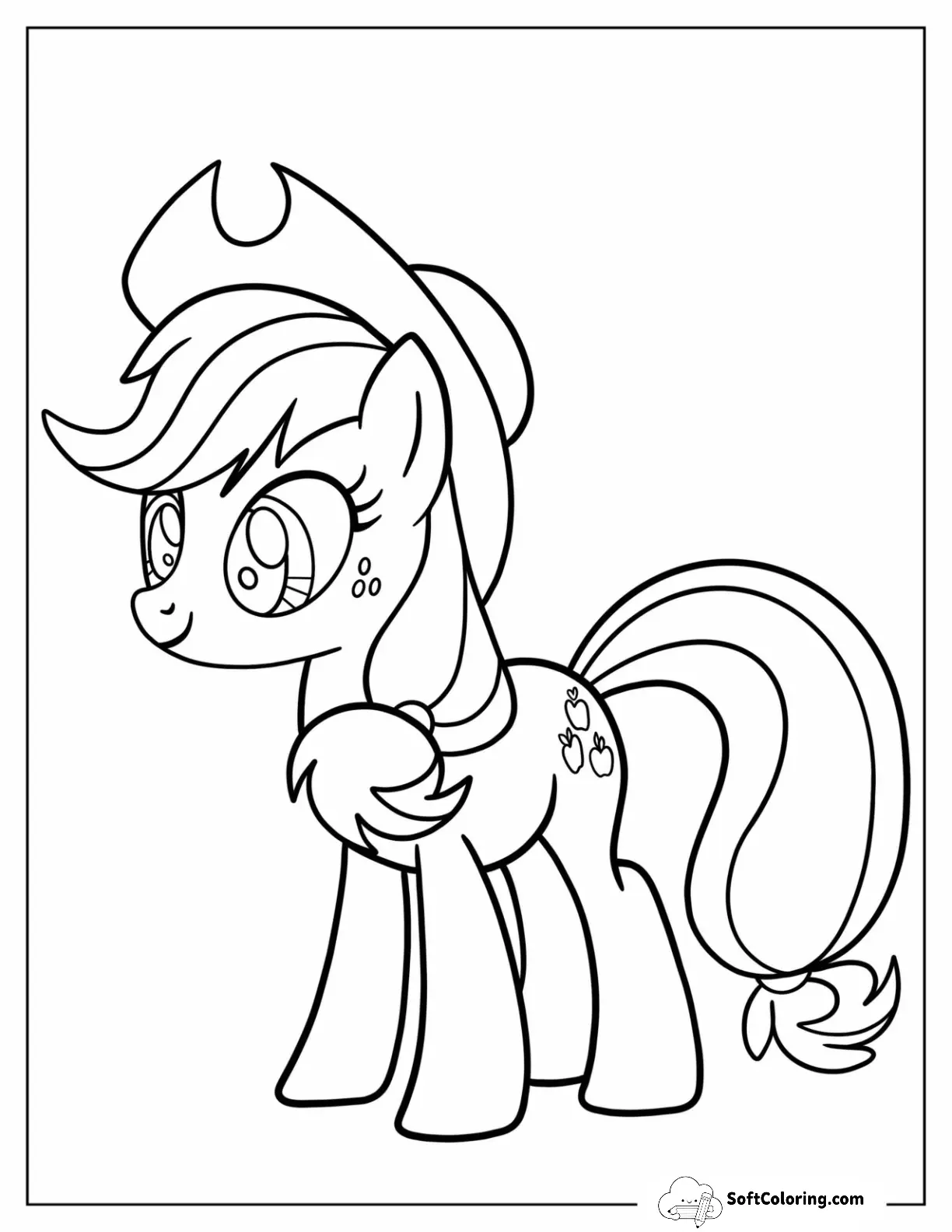 Simple Applejack Coloring Page For Preschoolers