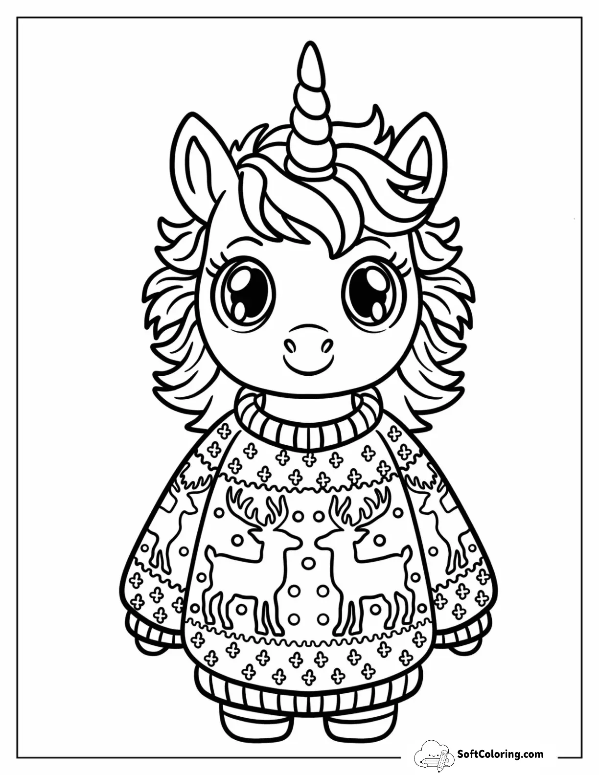 Simple Christmas Unicorn In An Oversized Holiday Sweater