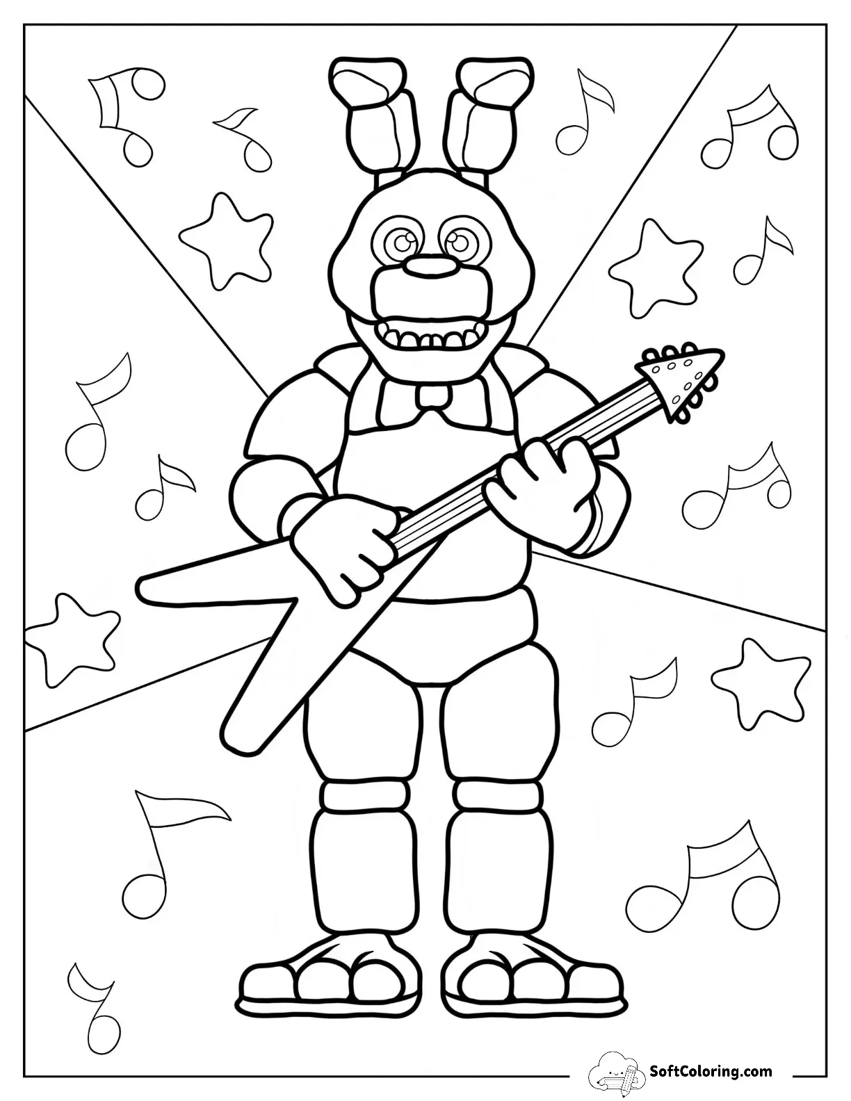 Simple Five Nights At Freddy's Coloring Page Bonnie Playing Guitar