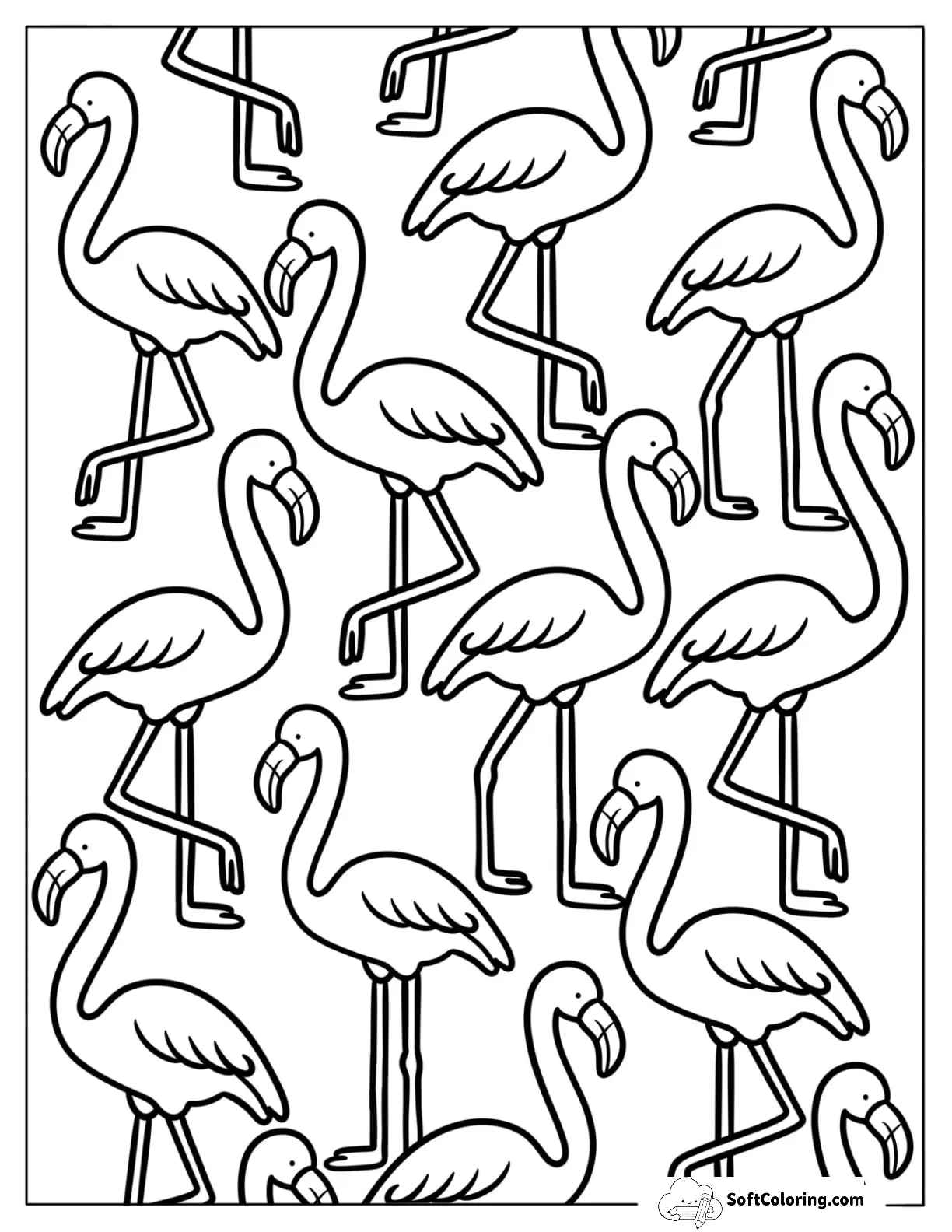 Simple Flamingo Outline Pattern