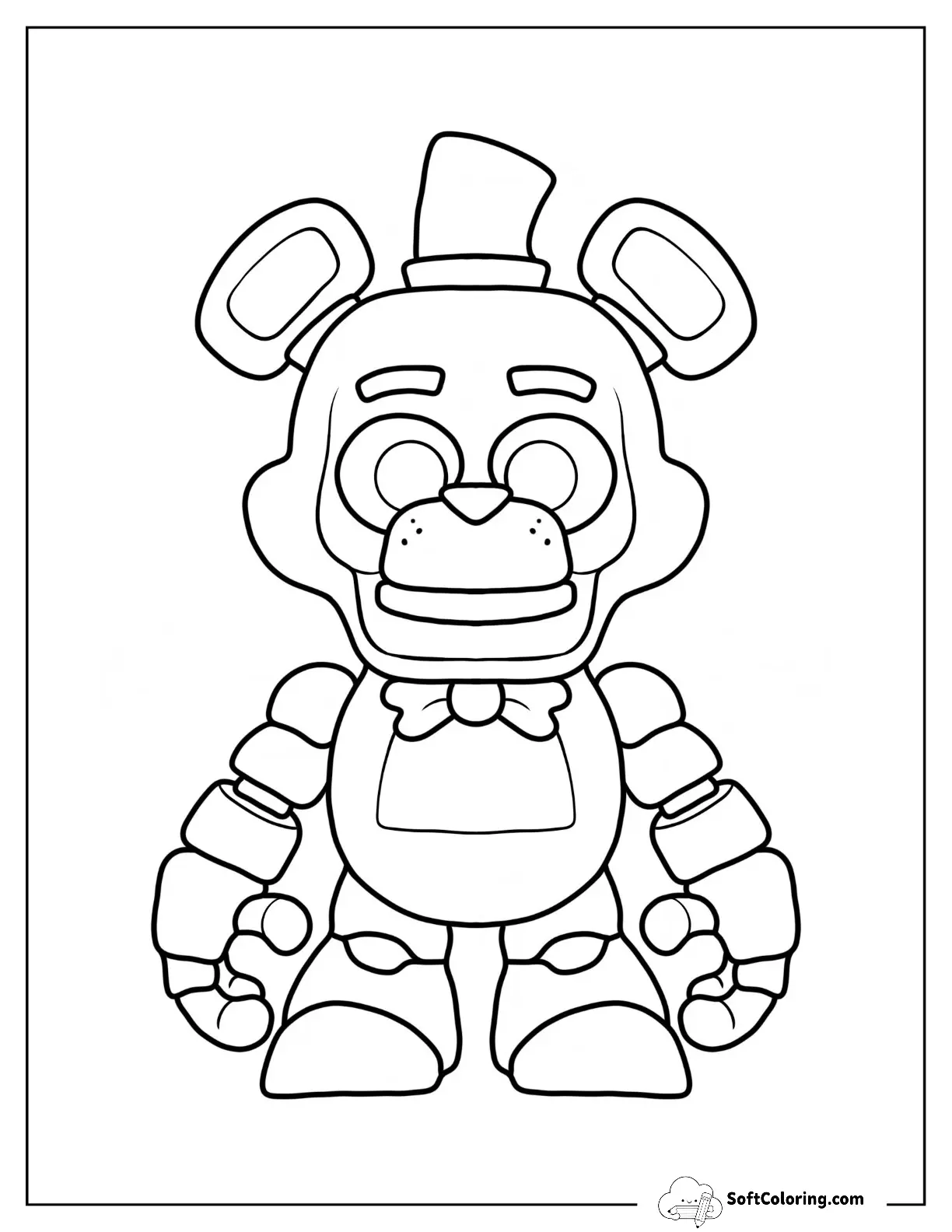 Five Nights At Freddy's Coloring Page Of Simple Freddy Fazbear Outline