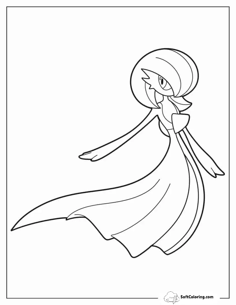 Simple Gardevoir Outline Coloring In For Kids