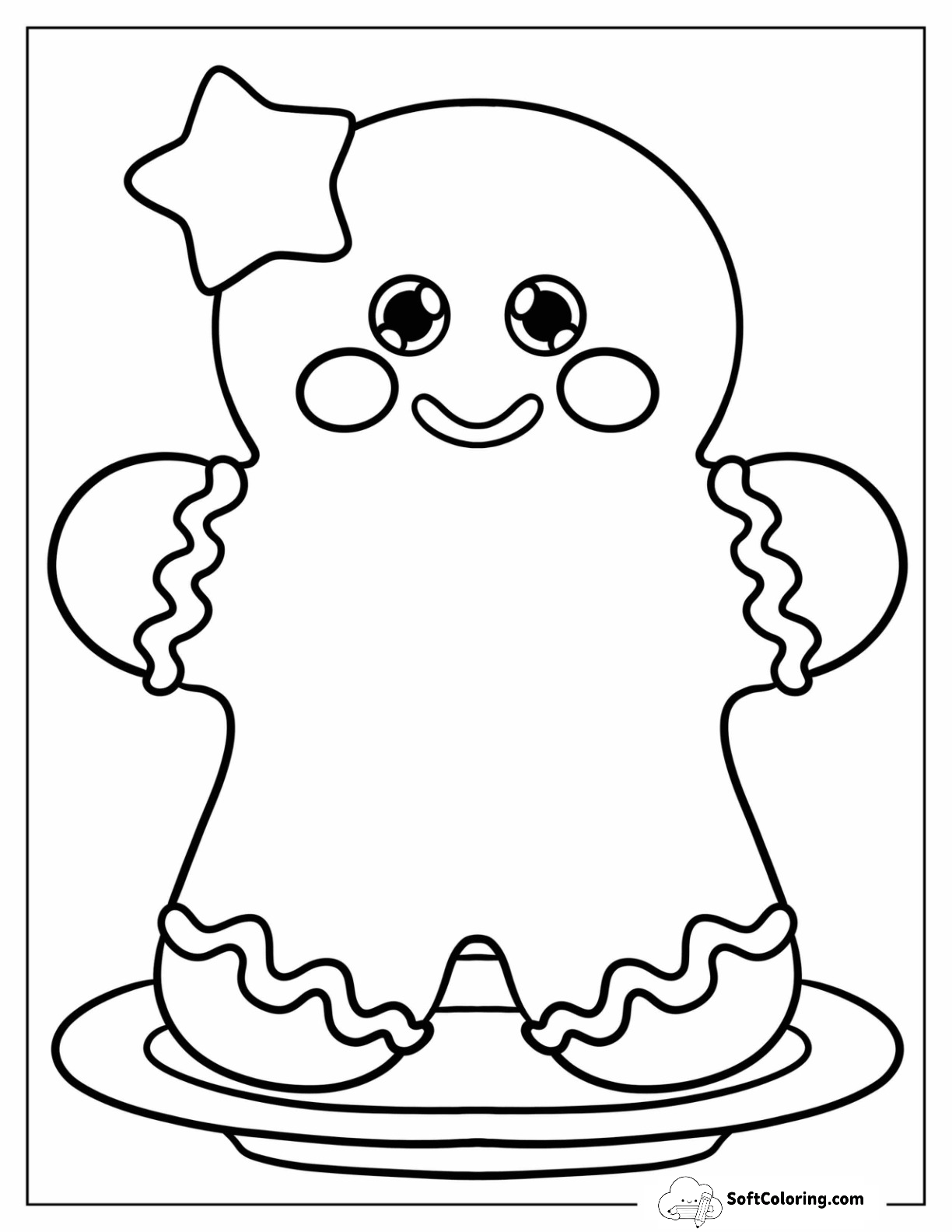 Simple Gingerbread Man On Plate With Star For Preschoolers