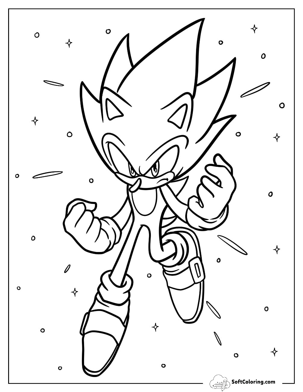 Simple Hyper Sonic Coloring Page For Kids