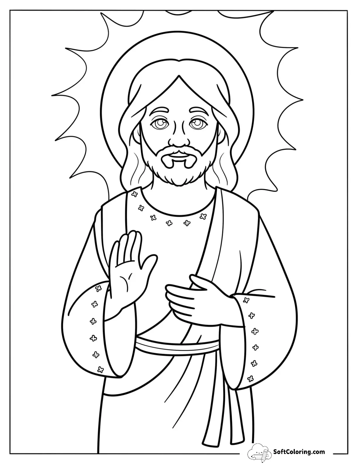 Simple Jesus Coloring Page With A Halo For Kids