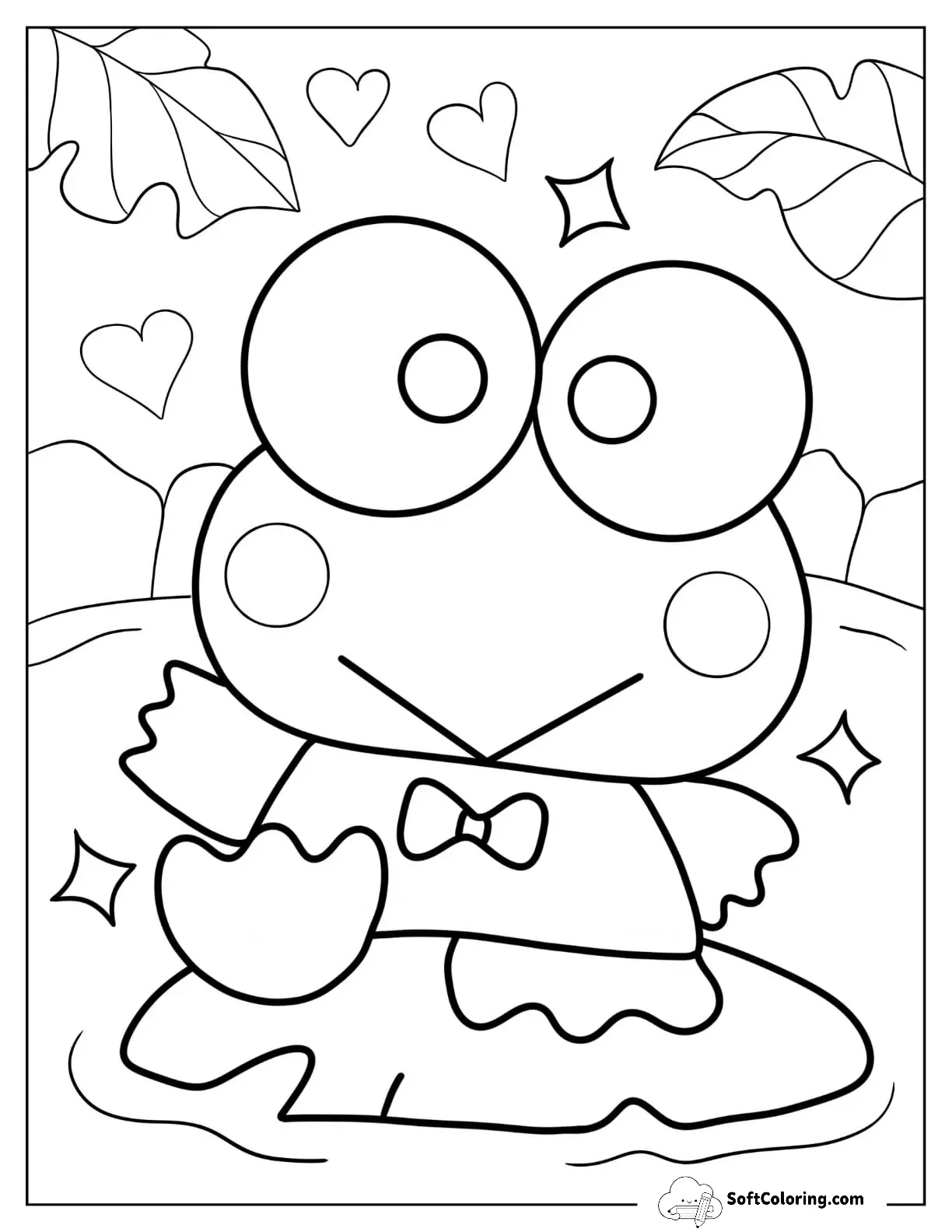 Sanrio Coloring Pages Of Simple Keroppi For Kids