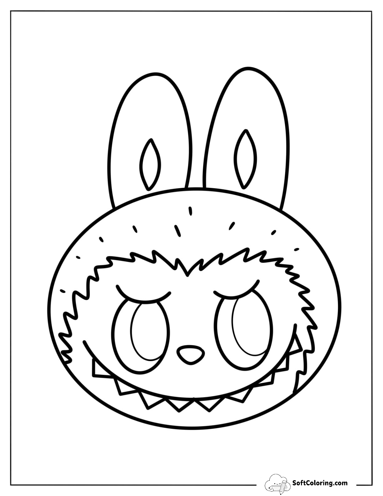 Simple Labubu Coloring Page Face For Preschoolers