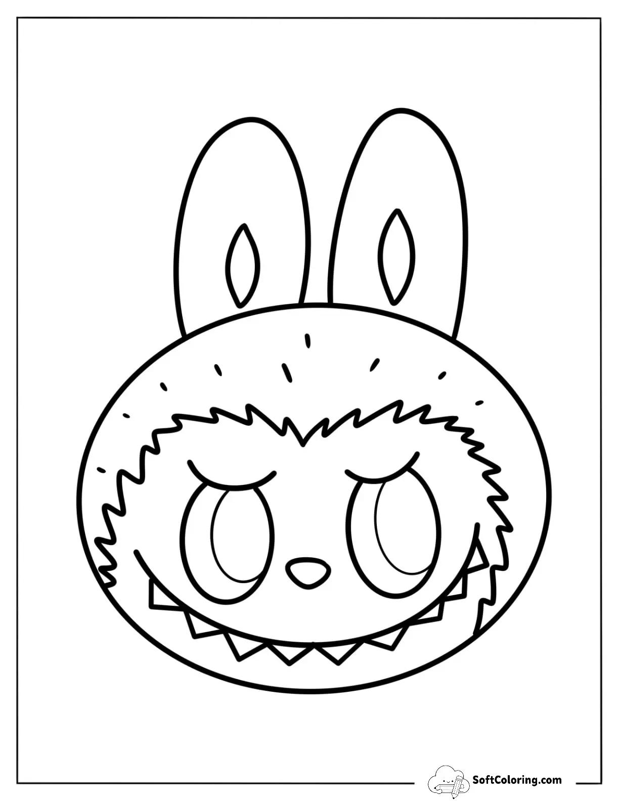 Simple Labubu Coloring Page Face For Preschoolers