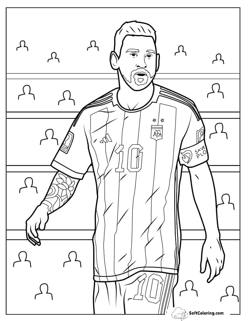 Simple Outline Of Lionel Messi To Color