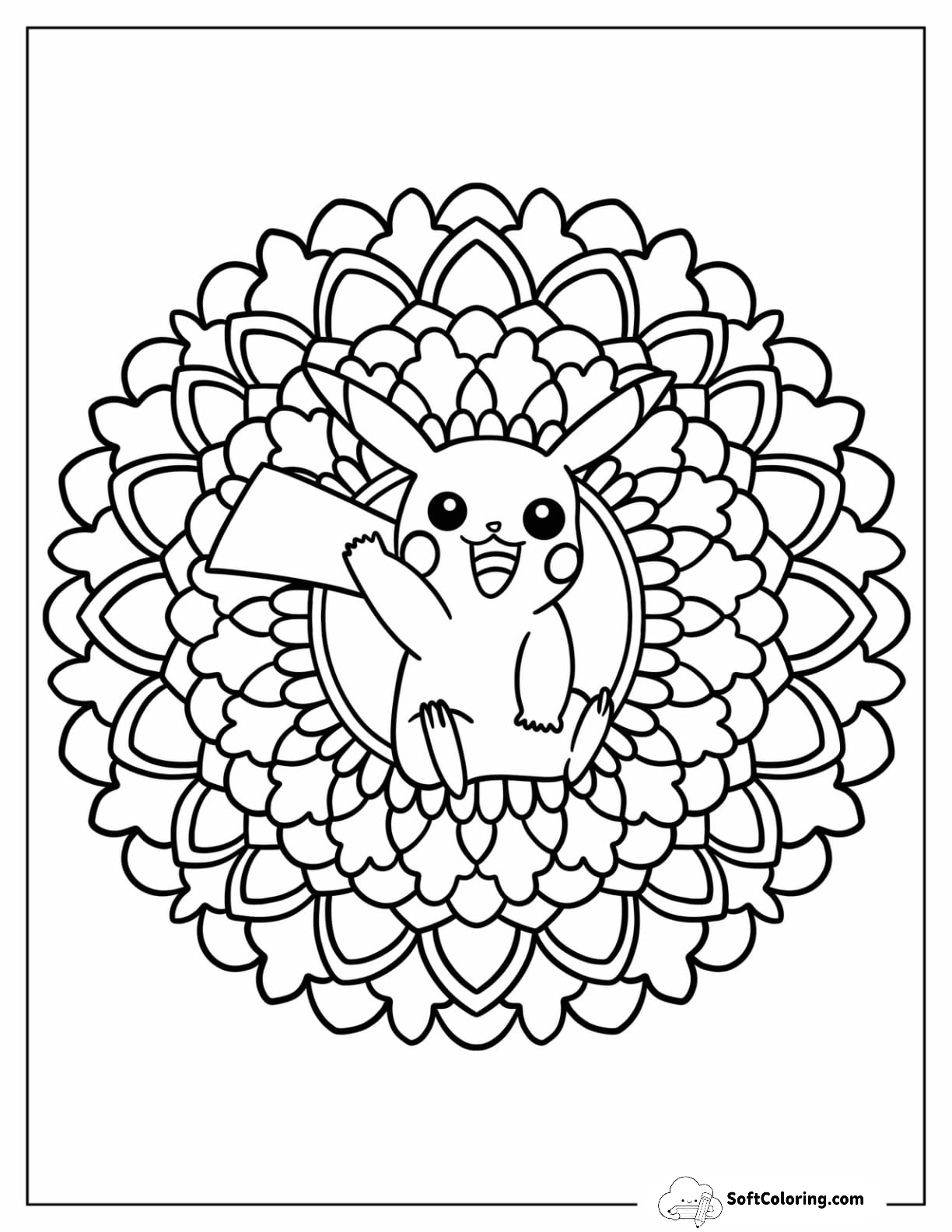 Simple Pikachu In The Middle Of Mandala