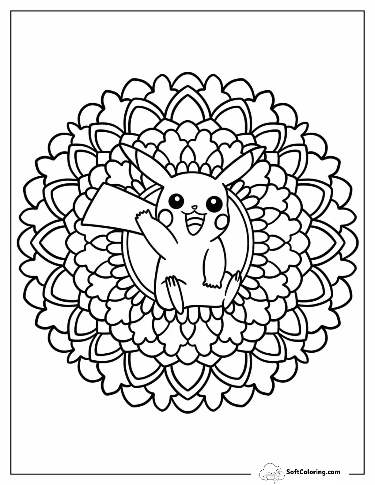 Simple Pikachu In The Middle Of Mandala