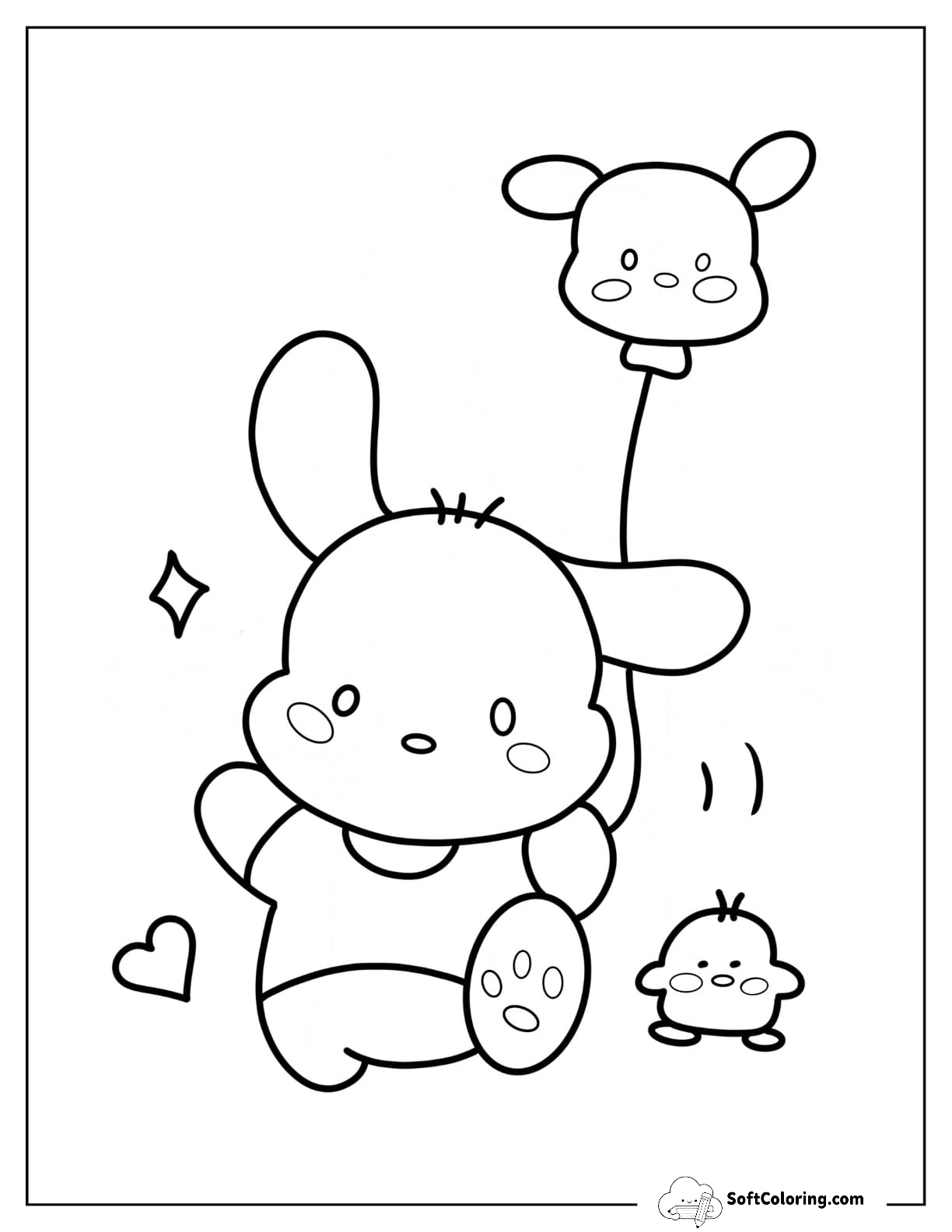 Simple Pochacco Walking With Cute Balloon