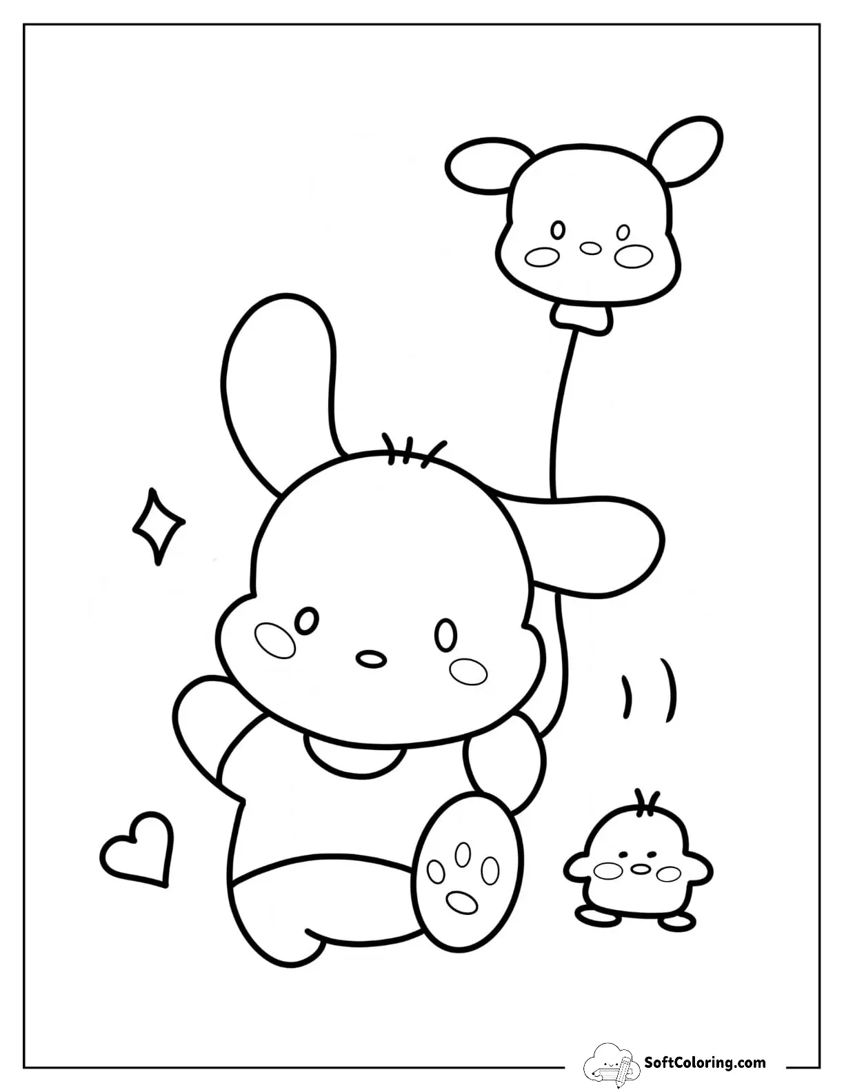 Simple Pochacco Walking With Cute Balloon