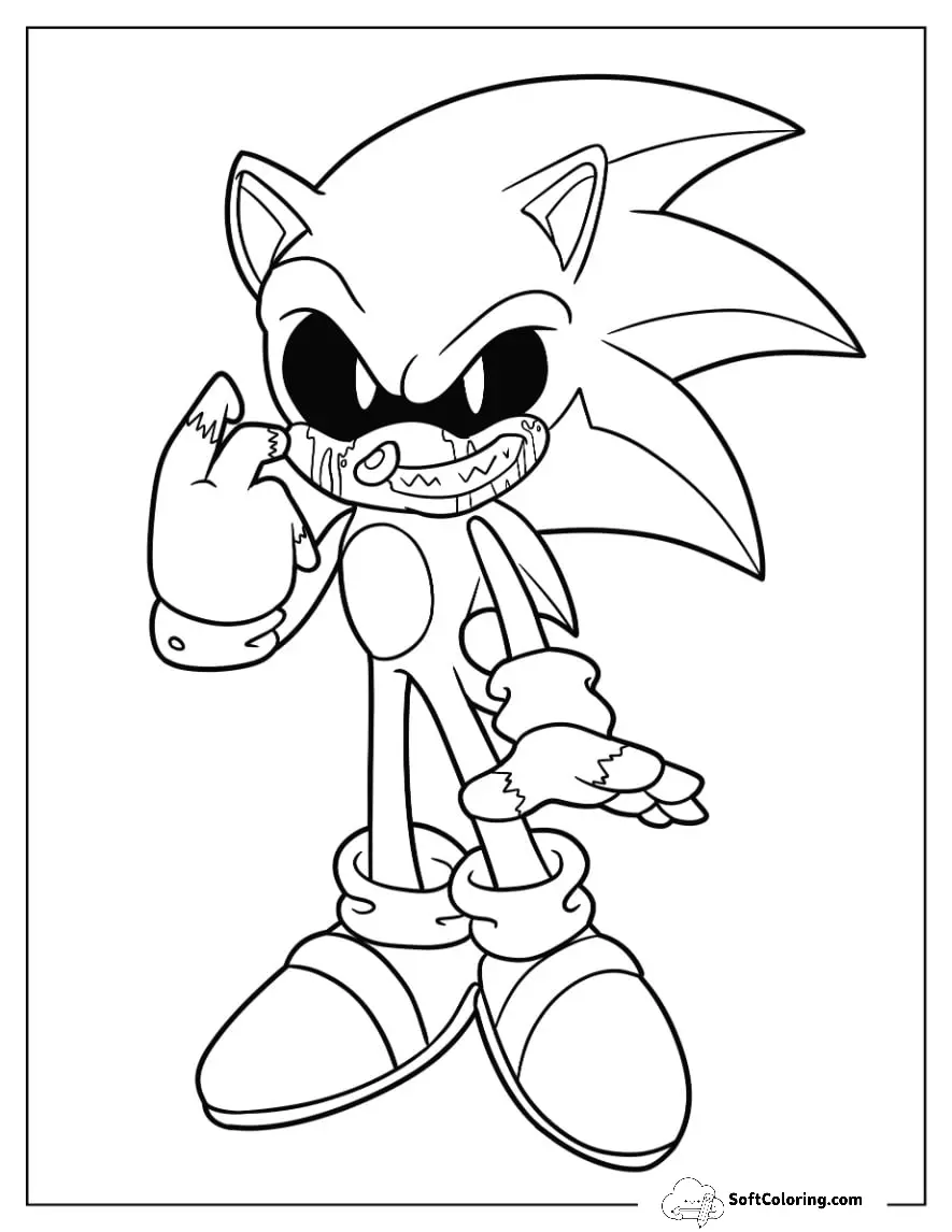 Simple Sonic Exe Coloring Page Bloodied With Torn Gloves