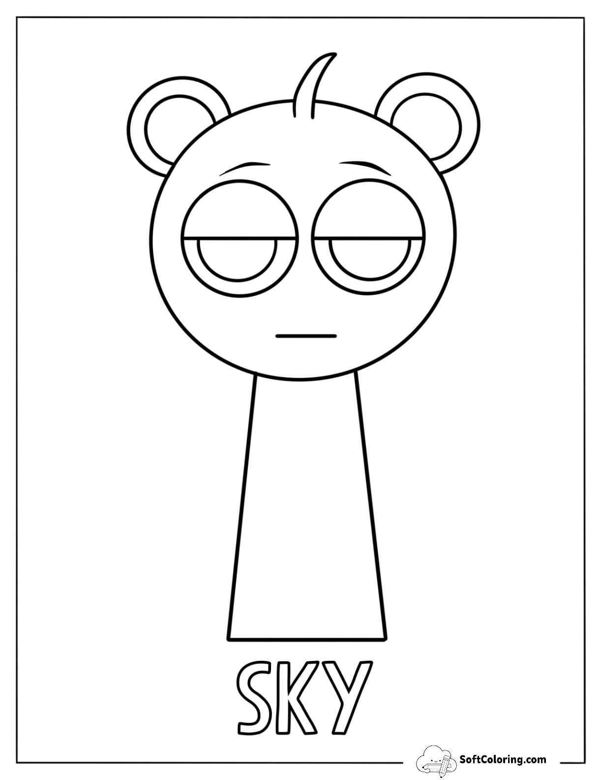 Simple Sprunki Coloring Page Sky Outline For Preschoolers